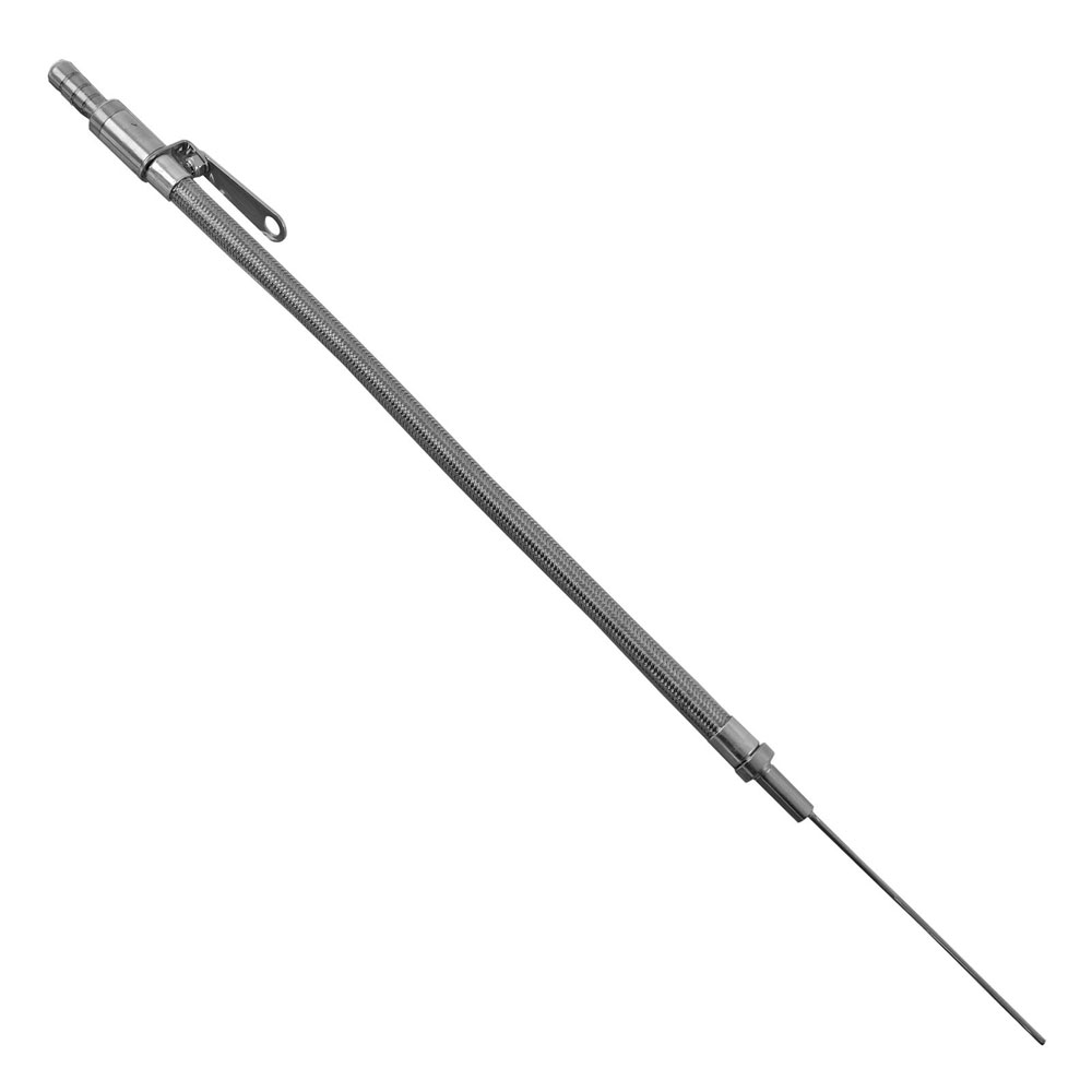 Milodon Oil Dipstick 22070; Non Locking Satin Billet Stainless Steel for Chrysler 361 to 440 B, RB 