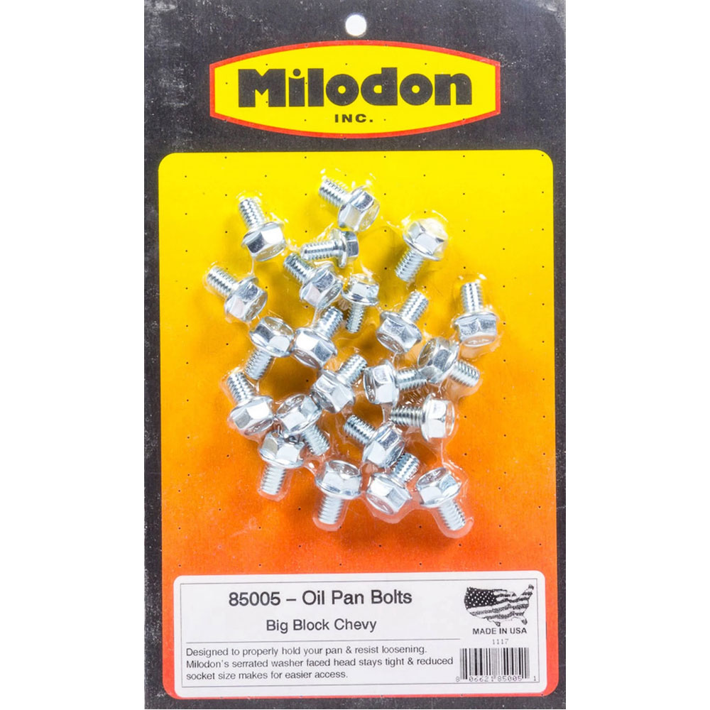 Milodon Oil Pan Bolt Set 85005; Hex Bolt Cadmium Plated Steel for Chevy 396 to 454 