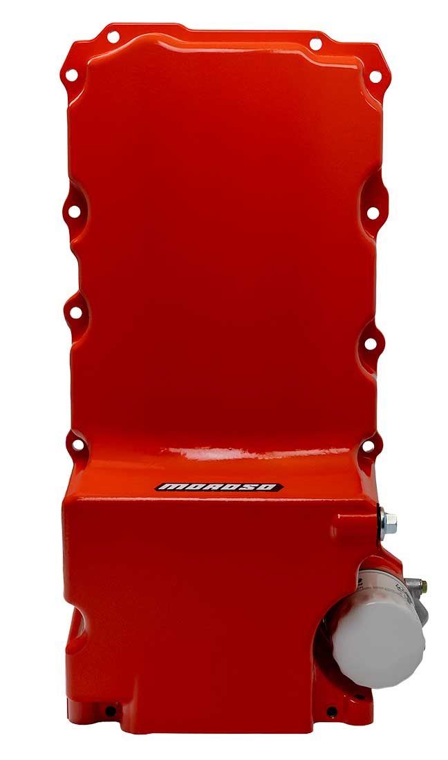 Moroso Oil Pan 20111; Rear Sump Swap Kit Wet Sump 6 Quart Orange for GM LS 