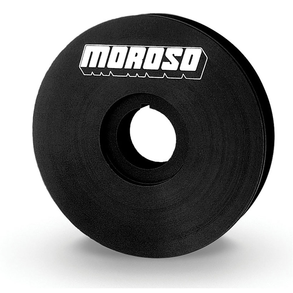 Moroso Crankshaft Pulley 23523; V Belt V-Belt Black Anodized Billet Aluminum 