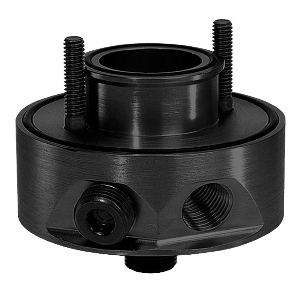 Moroso Engine Oil Cooler Adapter 23690; Sandwich Adapter Sandwich 1 Outlet Aluminum 13/16 in. -16 Bolt On Black Anodized for Chevy 262 to 400, 396 to 454 
