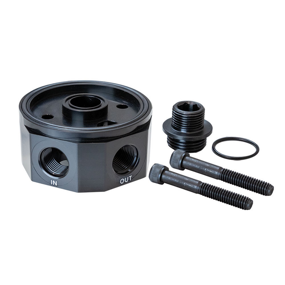 Photo for Moroso Engine Oil Cooler Adapter 23705; Sandwich Adapter Sandwich 1 Outlet Billet Aluminum 13/16 in. -12 Bolt On Black Anodized for Chevy 454 Gen V, VI