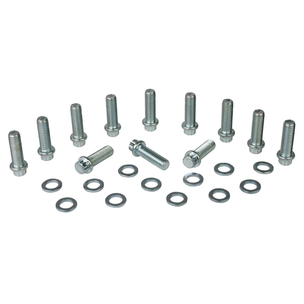 Moroso Intake Manifold Bolts 38400; Clear Zinc Plated 12-Point Grade 8 Steel for Chevy, Chrysler, AMC 262 to 400, 273 to 440, 290 to 401 