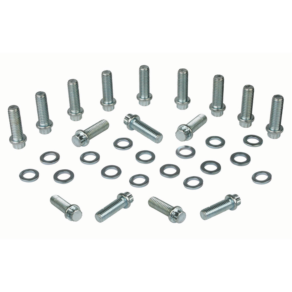 Moroso Intake Manifold Bolts 38410; Clear Zinc Plated 12-Point Grade 8 Steel for Chevy 396 to 454 