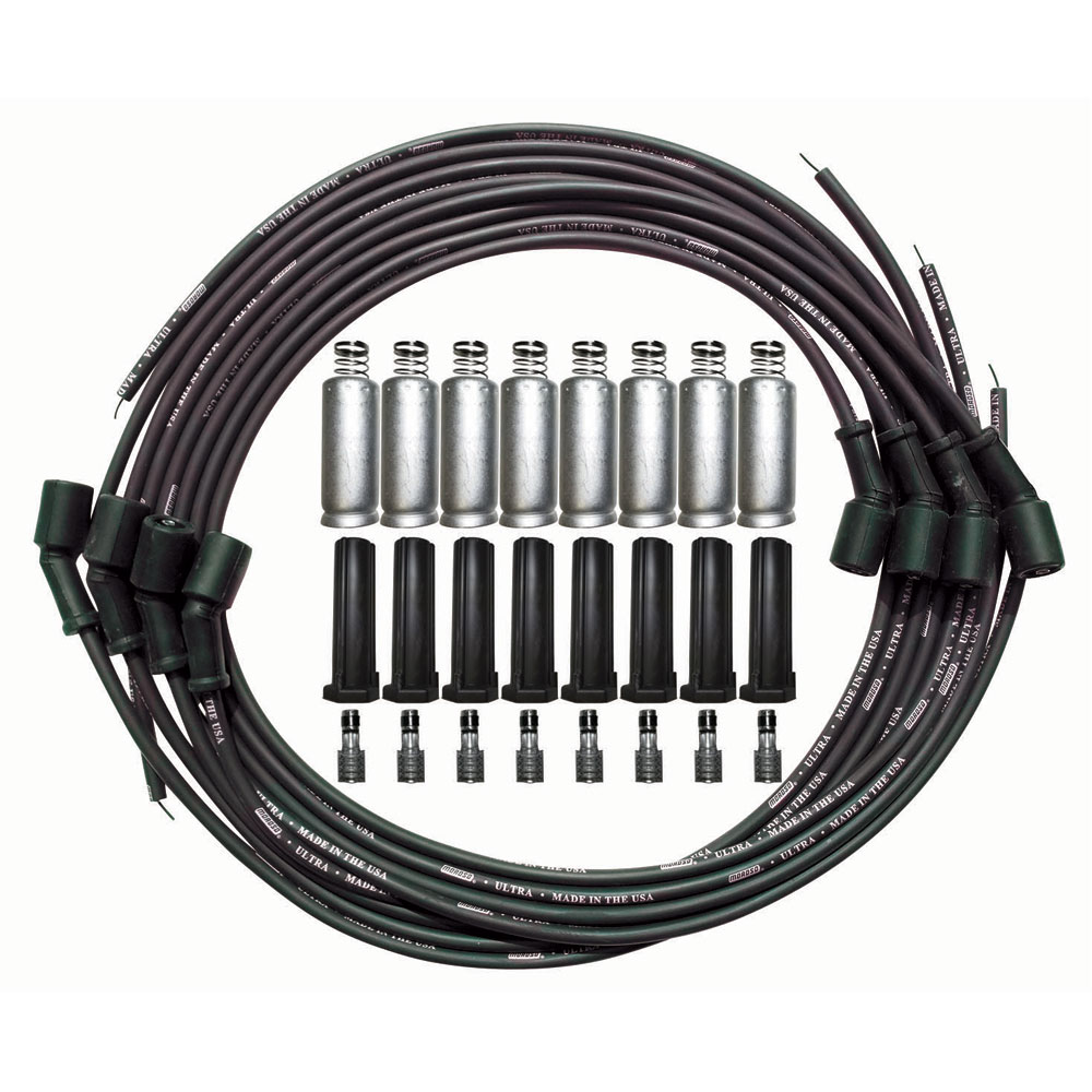 Photo for Moroso Spark Plug Wires 51011; Ultra Wire Set 8 mm Black Spiral Core Straight Coil Pack for 1997 to 2020 GM LS