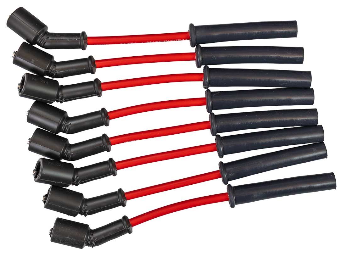 Moroso Spark Plug Wires 52036; Ultra 350 8mm Red Spiral Core Multi-Angle Coil Pack for GM LS 
