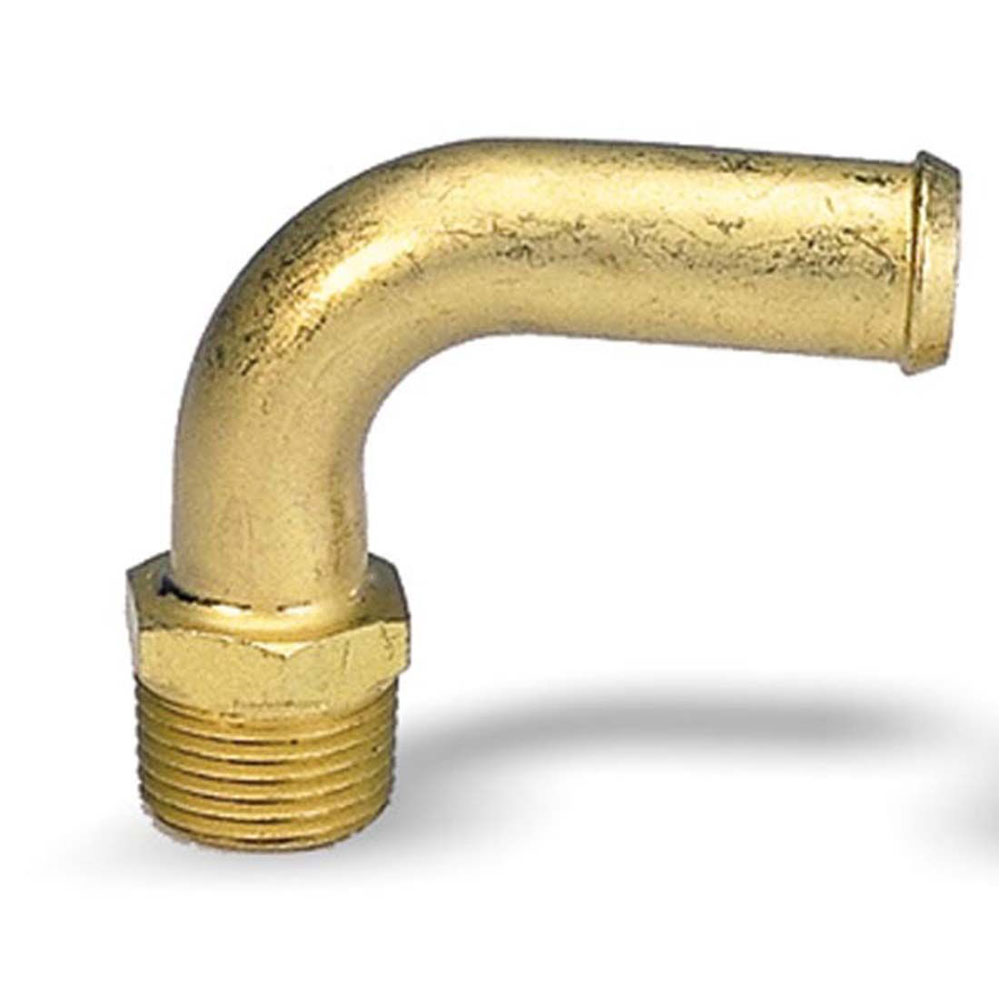 Moroso Pipe Fitting 65130; NPT to Hose Barb Adapter Adapter Natural 3/8 in. NPT Male 90 deg. 1/2 in. Hose Barb 