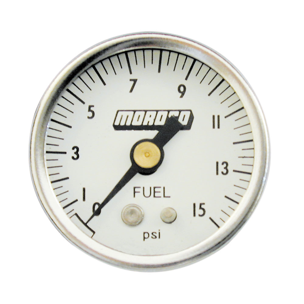 Moroso Fuel Pressure Gauge 65370; Direct Mount Gauge Inline 0 to 15 PSI 1-1/2 in. Mechanical 