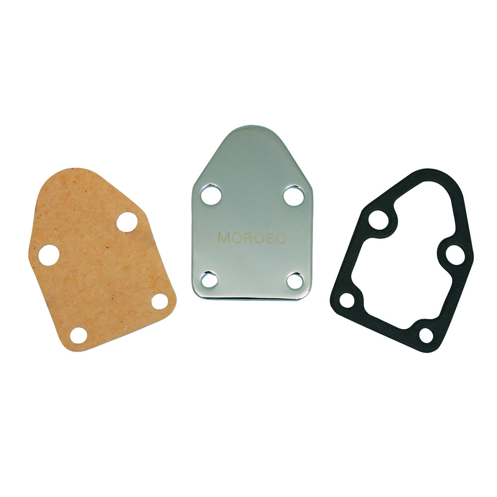 Moroso Fuel Pump Block-Off Plate 65393; Steel Block Off Plate Chrome Steel for Chevy 262 to 400 