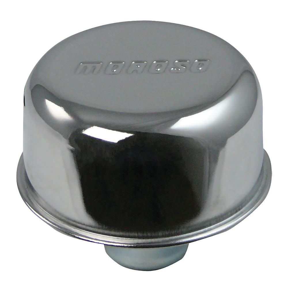 Moroso Valve Cover Breather 68741; Push In Breather Round Chrome Steel 