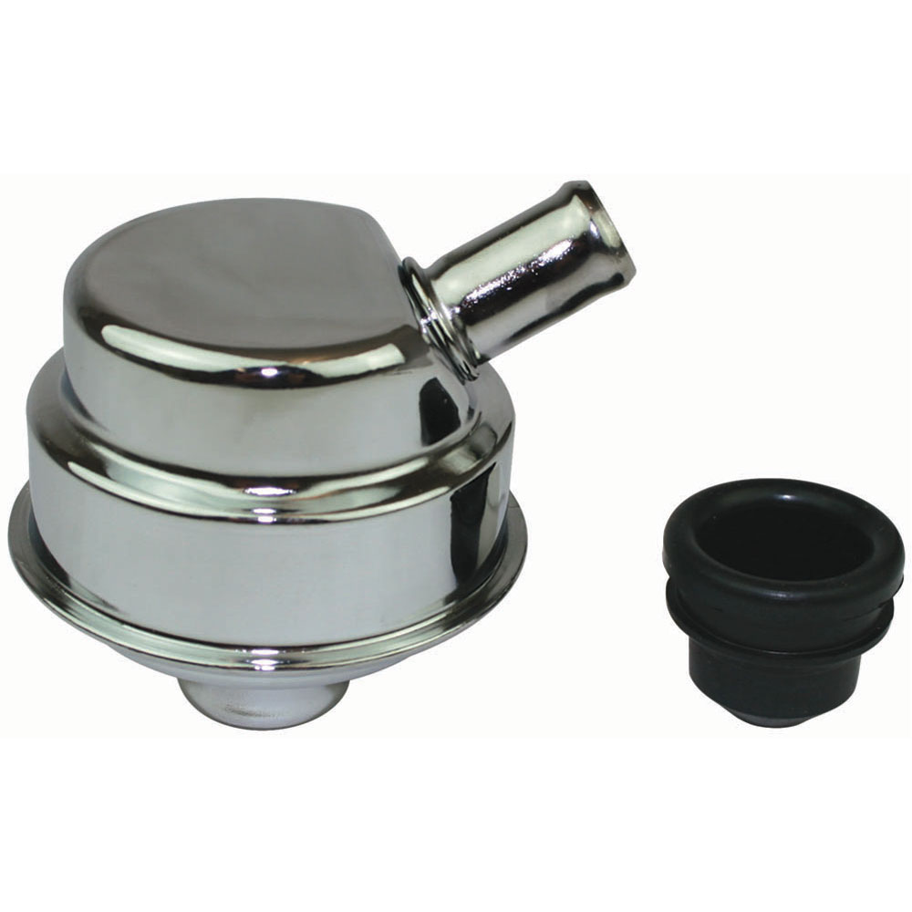 Moroso Valve Cover Breather 68781; Push In Breather with Vent Tube Round Chrome Steel 