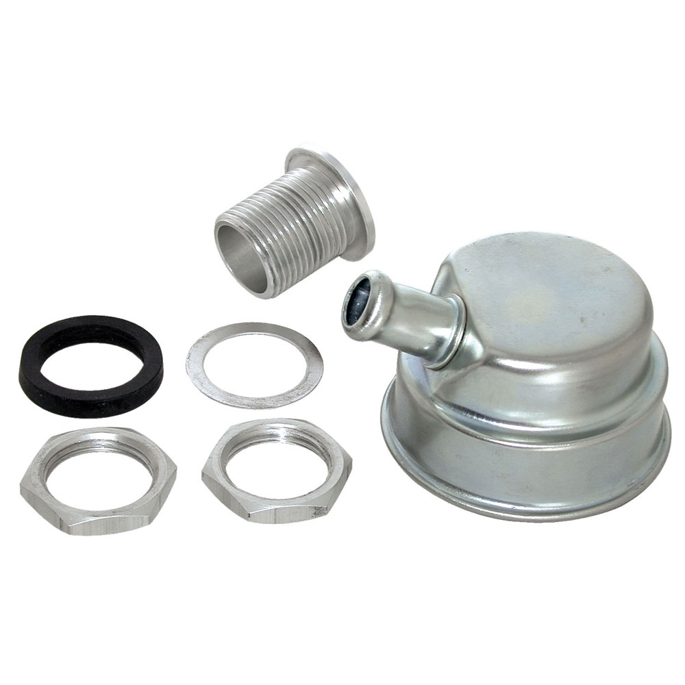 Moroso Valve Cover Breather 68785; Positive Locking Breather Round Clear Zinc Steel 