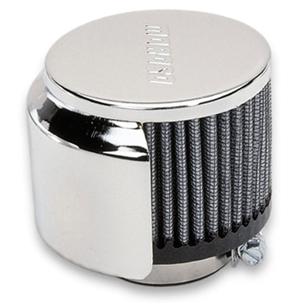 Moroso Valve Cover Breather 68811; Clamp On Breather Round Black, Chrome Steel, Rubber 