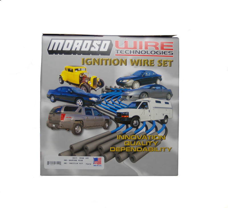 Moroso Spark Plug Wire Set 9880M; Mag Tune Race 8.000 mm Black Spiral Core 90 deg. HEI/Male and Female/Socket 