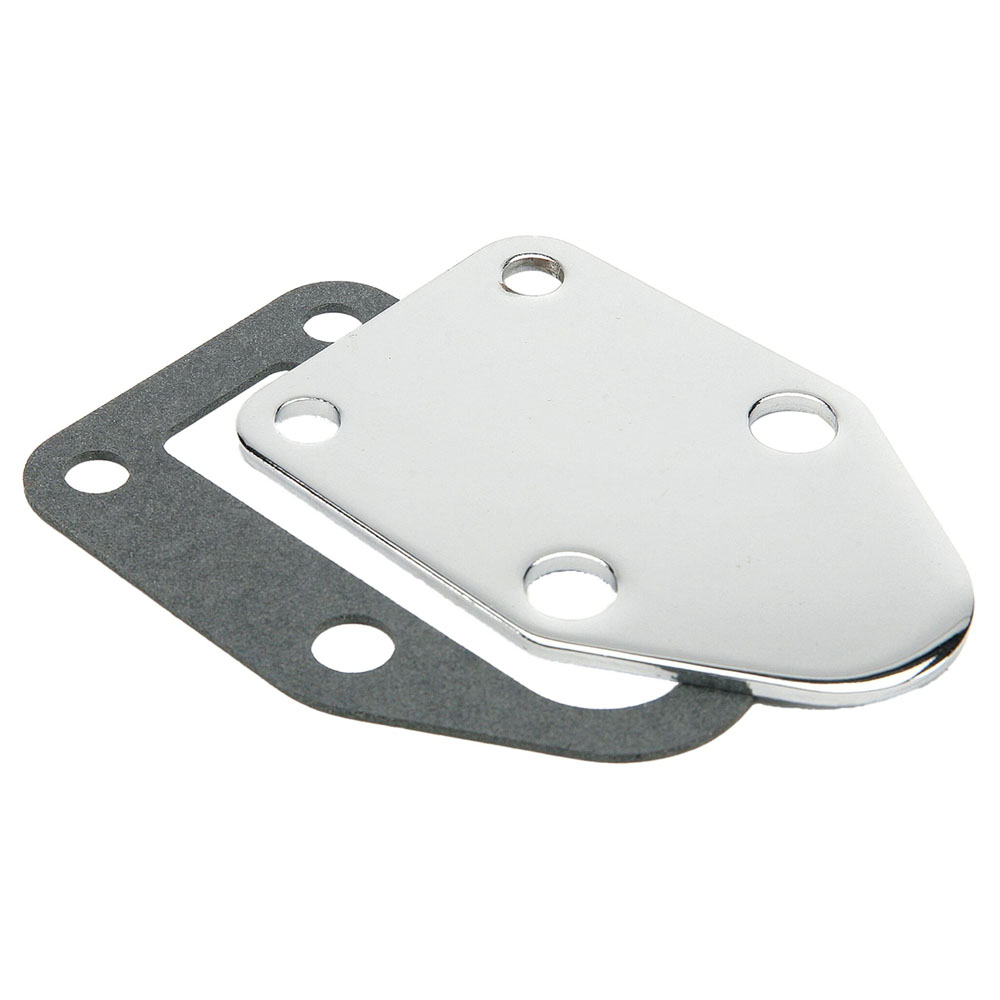 Mr Gasket Fuel Pump Block-Off Plate 1515; Chrome Fuel Pump Block Off Chrome Steel for Chevy 262 to 400 