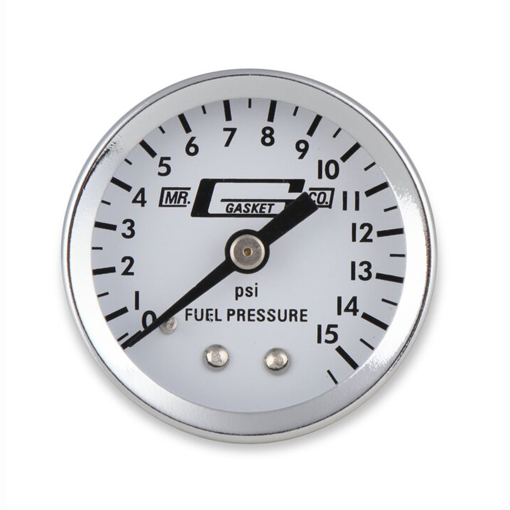 Mr Gasket Fuel Pressure Gauge 1561; Inline 0 to 15 PSI 1-1/2 in. Mechanical 