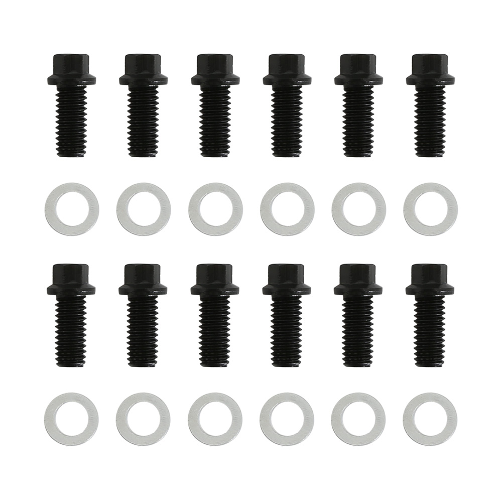 Mr Gasket Exhaust Header Bolt Kit 3409; Mini Hex Head 3/8 in.-16 Black Steel Hex for Chevy 262 to 400 