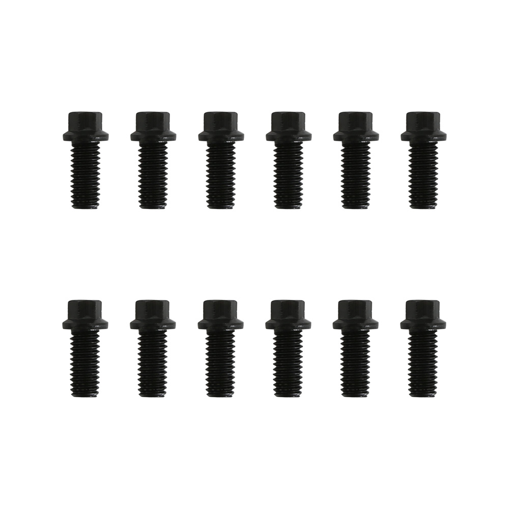 Mr Gasket Exhaust Header Bolt Kit 3409; Mini Hex Head 3/8 in.-16 Black Steel Hex for Chevy 262 to 400 