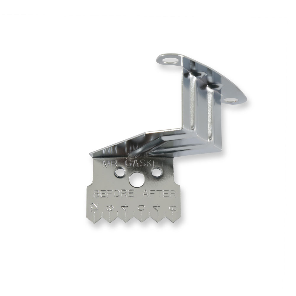 Mr Gasket Timing Pointer 4592; Chrome Timing Tab 7.000 in. Chrome Steel for Chevy 262 to 400 