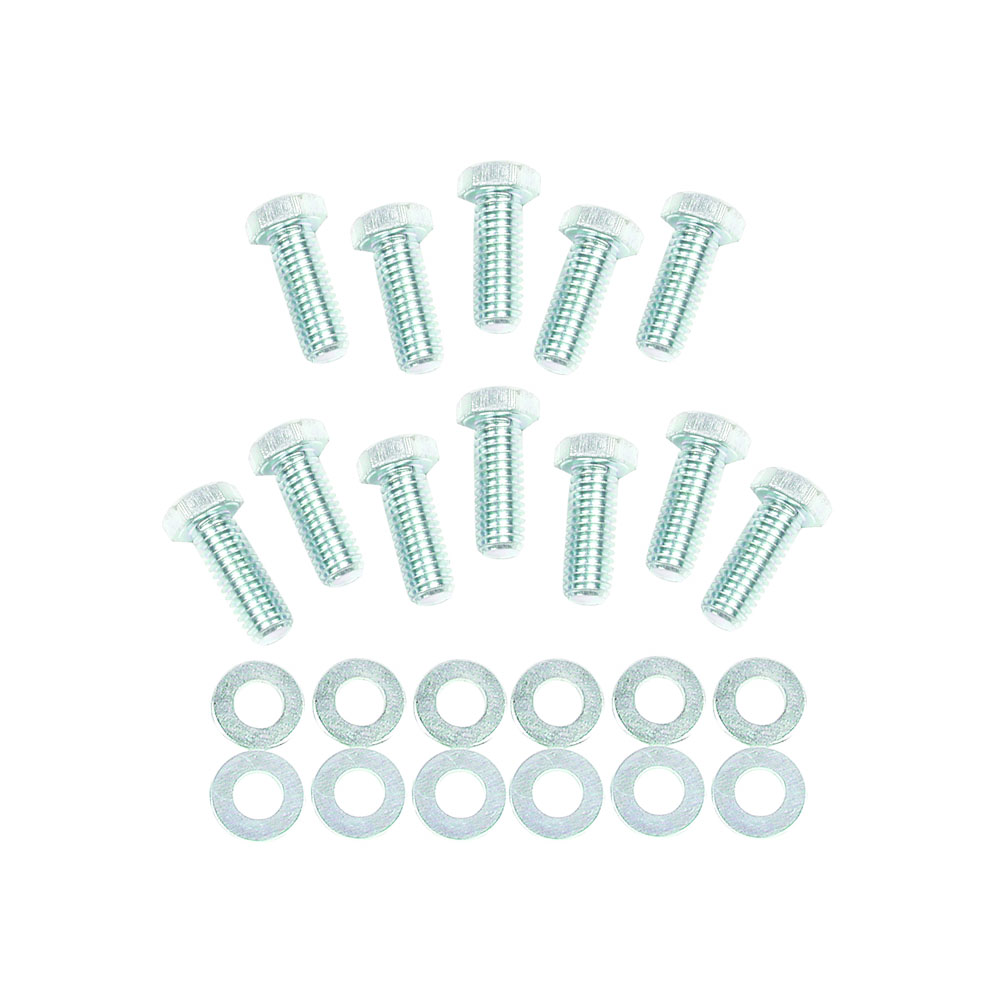 Mr Gasket Intake Manifold Bolts 955G; Zinc Plated Hex Head Steel for Chevy, Chrysler, AMC 262 to 400, 273 to 440, 290 to 401 