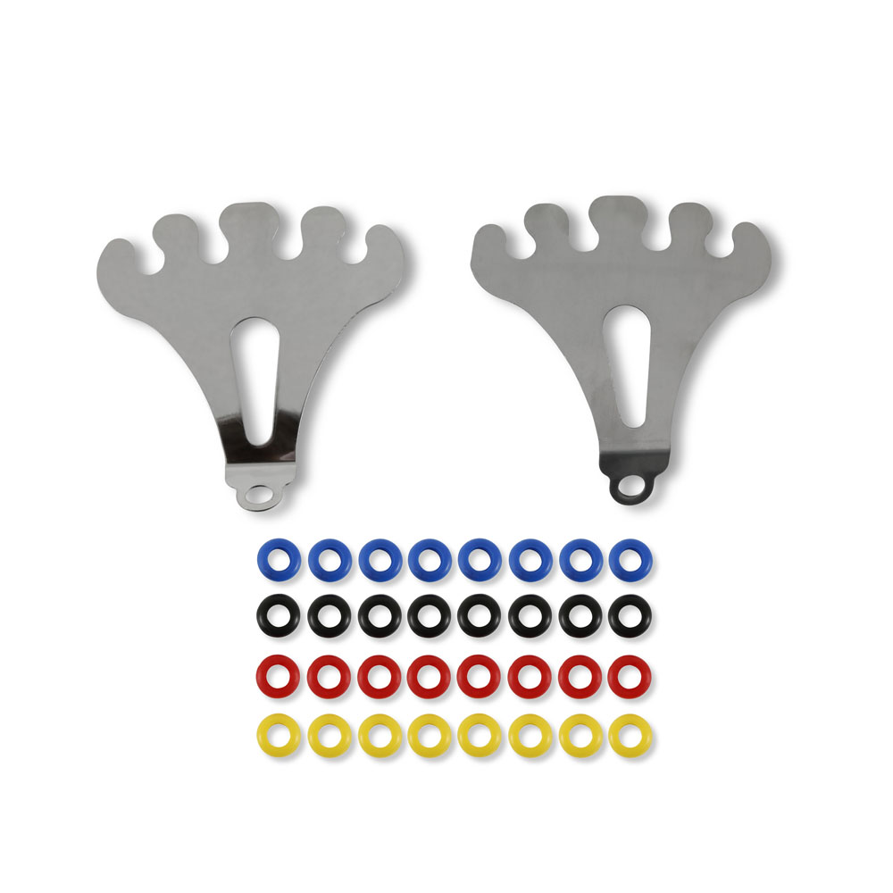 Mr Gasket Spark Plug Wire Holder 9751; 8.000 mm Bolt to Valve Cover Chrome, Black Steel, Rubber 