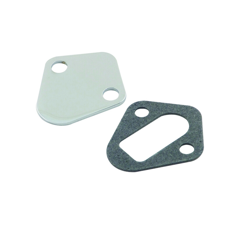 Photo for Mr Gasket Fuel Pump Block-Off Plate 1516; Chrome Fuel Pump Block Off Chrome Steel for Chevy, Chrysler, Ford 396 to 454, 273 to 440, 289 to 351W, 429 to 460