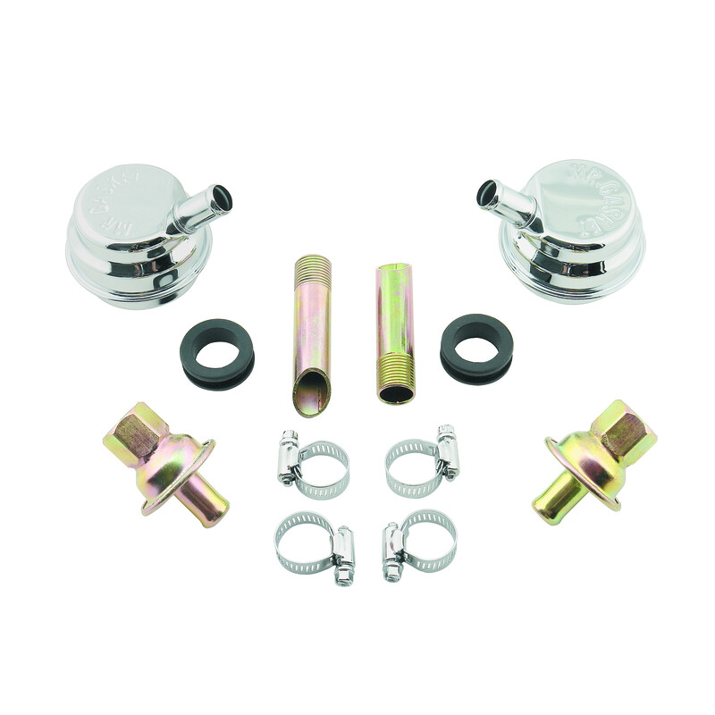 Mr Gasket Crankcase Evacuation Kit 6002; 1.000 in. Push In Steel Chrome 