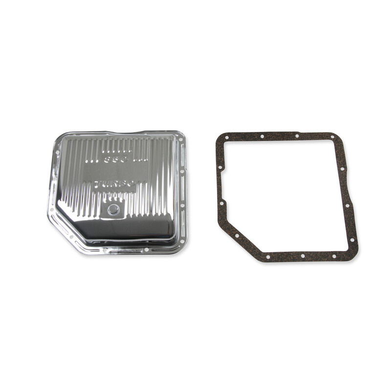 Mr Gasket Transmission Oil Pan 9761; Chrome, Ribbed Steel for Chevy TH350 