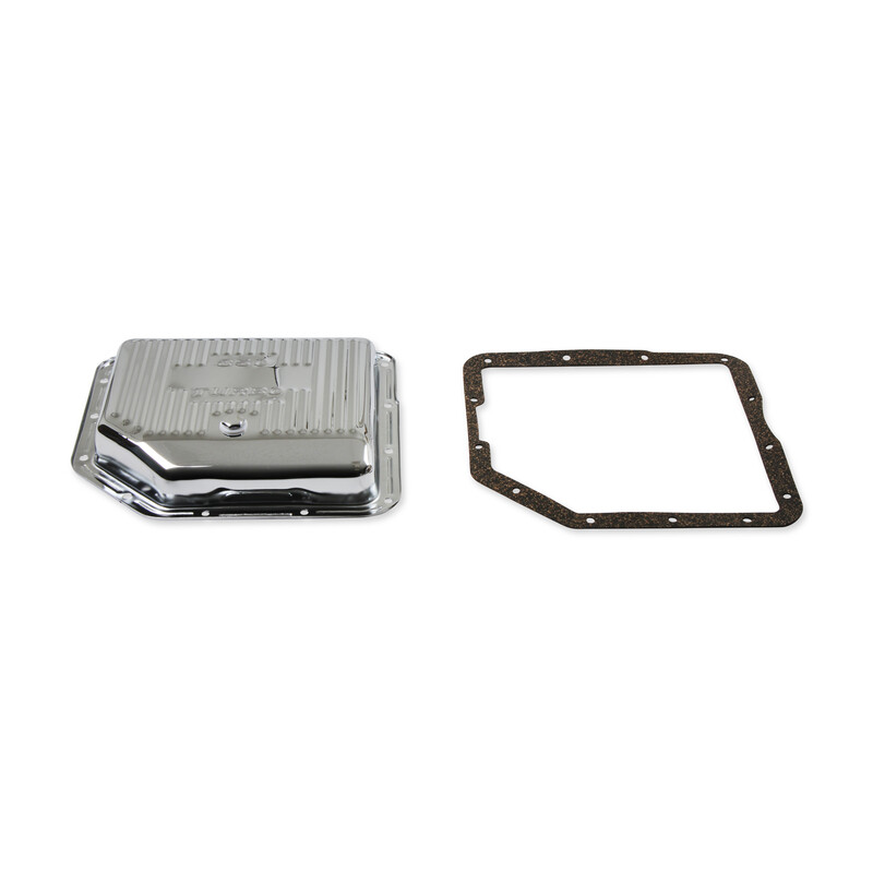 Mr Gasket Transmission Oil Pan 9761; Chrome, Ribbed Steel for Chevy TH350 