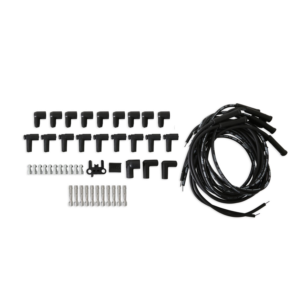 MSD Spark Plug Wires 5551; Street Fire 8 mm Black Spiral Core Straight HEI/Male and Female/Socket 