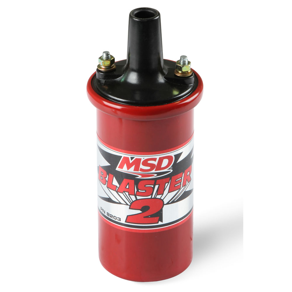 MSD Ignition Coil 8203; Blaster 2 Red 45000 Volt Canister Points, Socket 