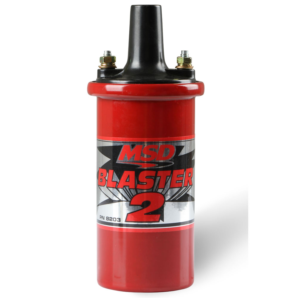 MSD Ignition Coil 8203; Blaster 2 Red 45000 Volt Canister Points, Socket 