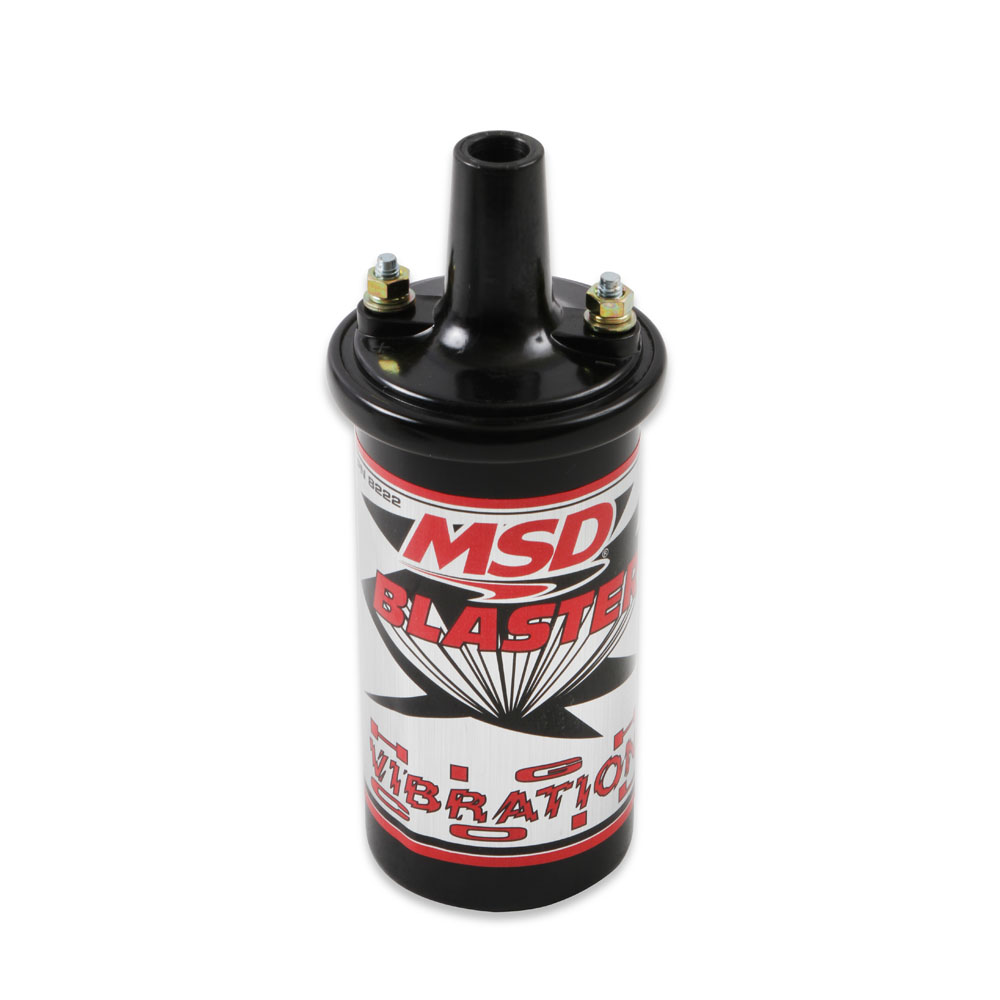 MSD Ignition Coil 8222; Blaster High Vibration Black 45000 Volt Canister Points, Socket 