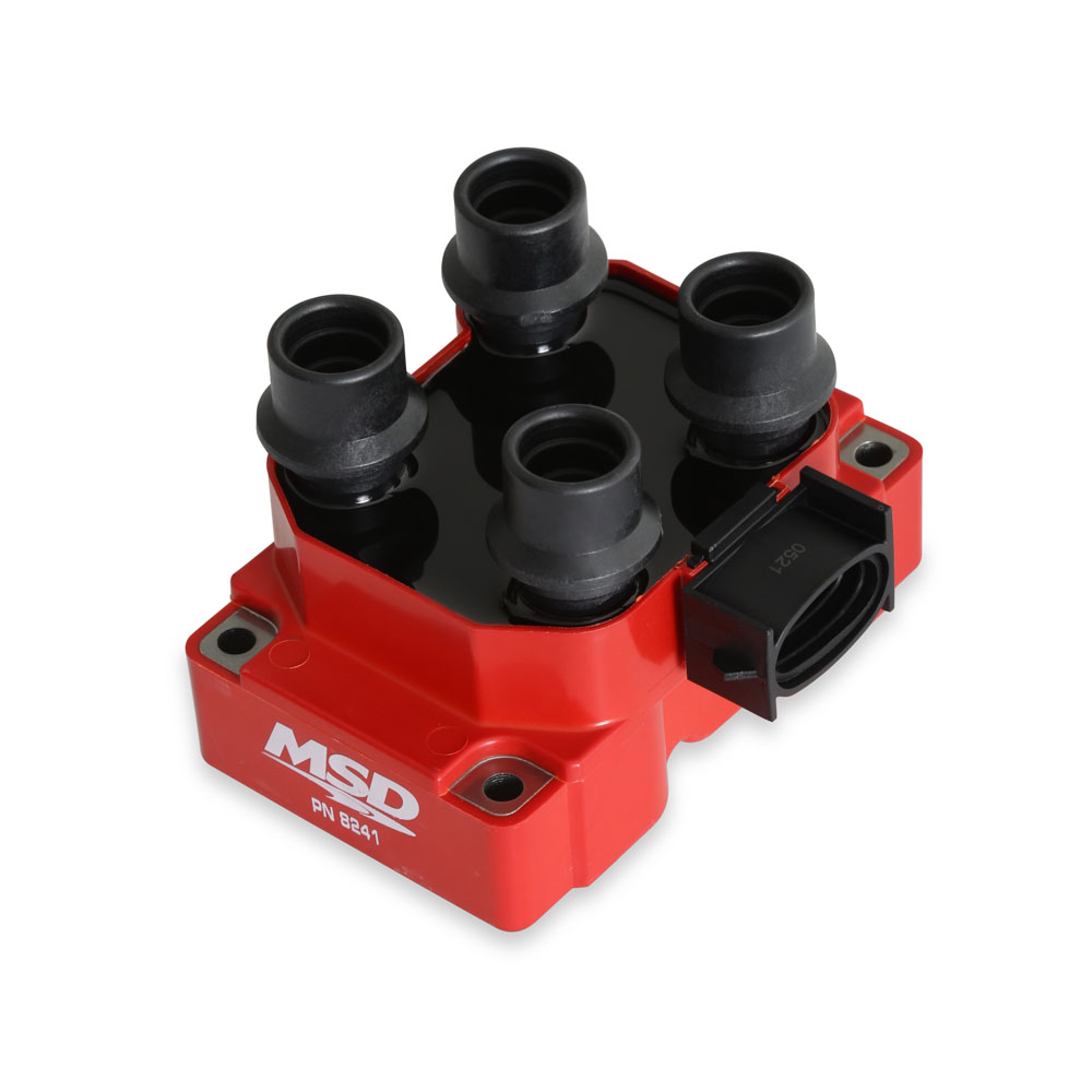 MSD Ignition Coil 8241; Red 40000 Volt Coil Pack Socket for 1991 to 2004 Ford 2.0L, 4.6L 