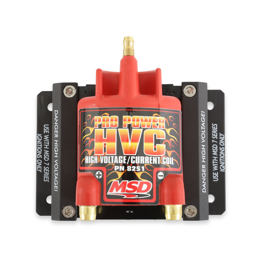 MSD Ignition Coil 8251; Pro Power HVC Red 45000 Volt E Core HEI, Male 