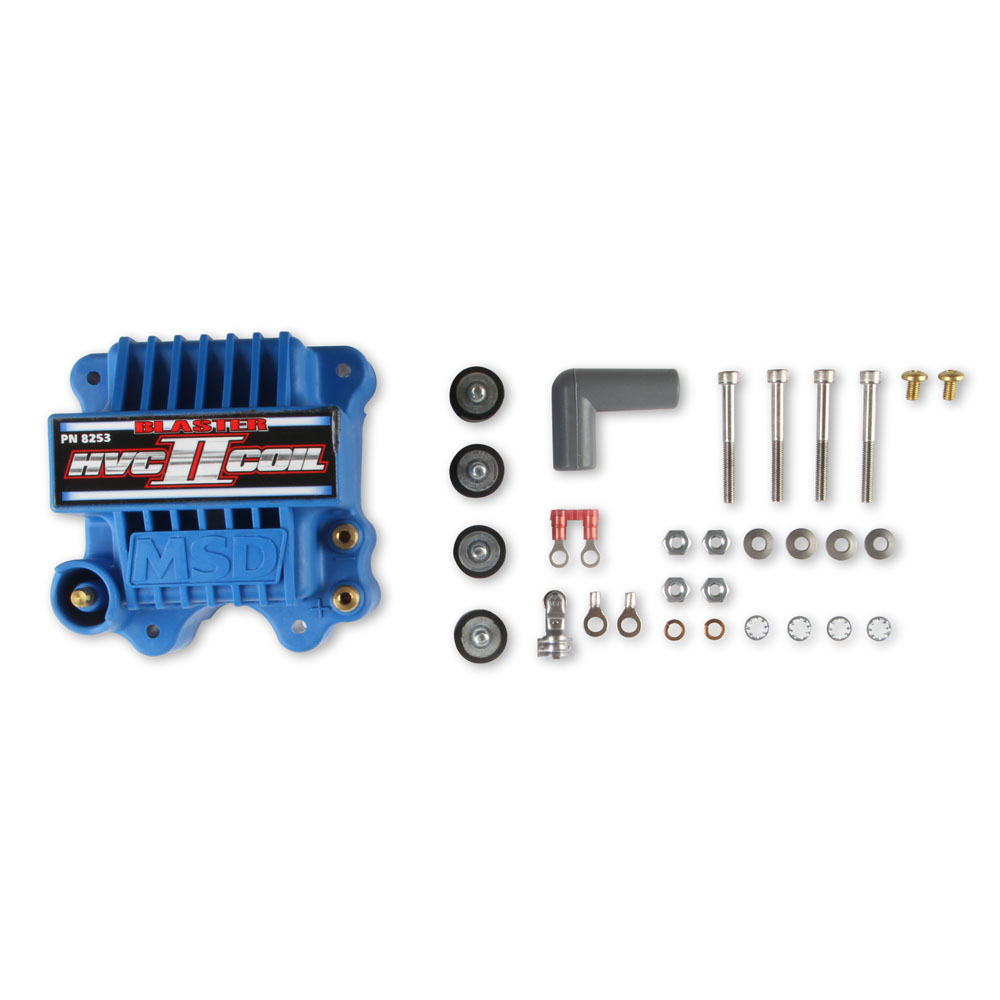 MSD Ignition Coil 8253; Blaster HVC 2 Blue 44000 Volt U Core HEI, Male 