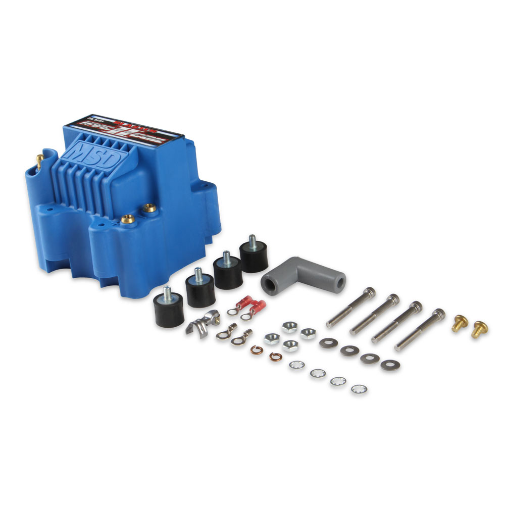 MSD Ignition Coil 8253; Blaster HVC 2 Blue 44000 Volt U Core HEI, Male 