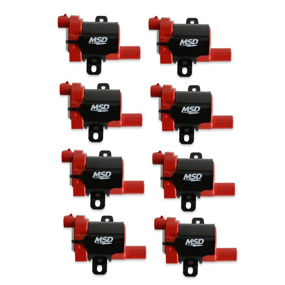MSD Ignition Coils 82638; Blaster Red/Black 37000 Volt Coil Pack Socket, Female for 1999 to 2007 GM LS 
