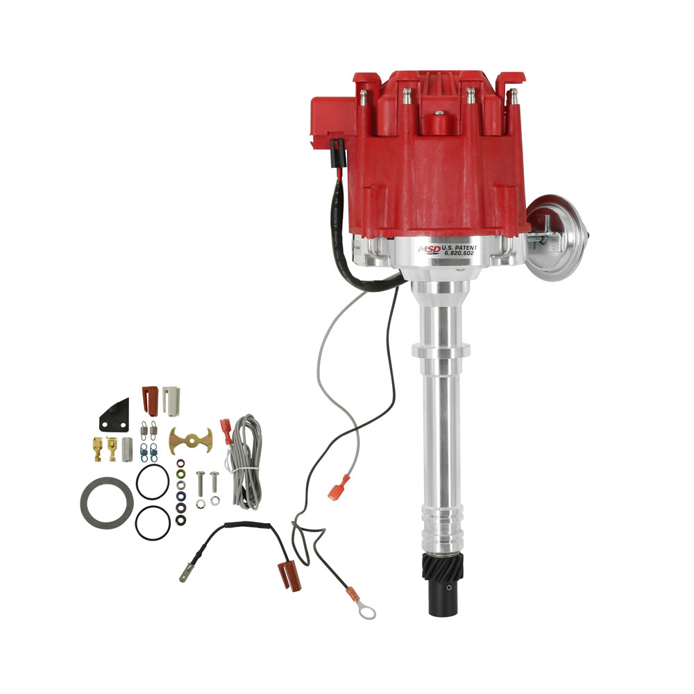 MSD Distributor 8365; Pro Billet HEI with Rev Limiter Vacuum, Mechanical Magnetic for Chevy 262 to 400, 396 to 454 