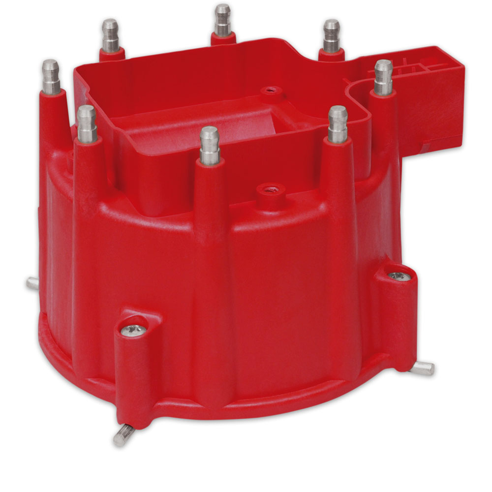 MSD Distributor Cap 84111; Extreme Distributor Cap Red HEI/Male for Chevy V8 