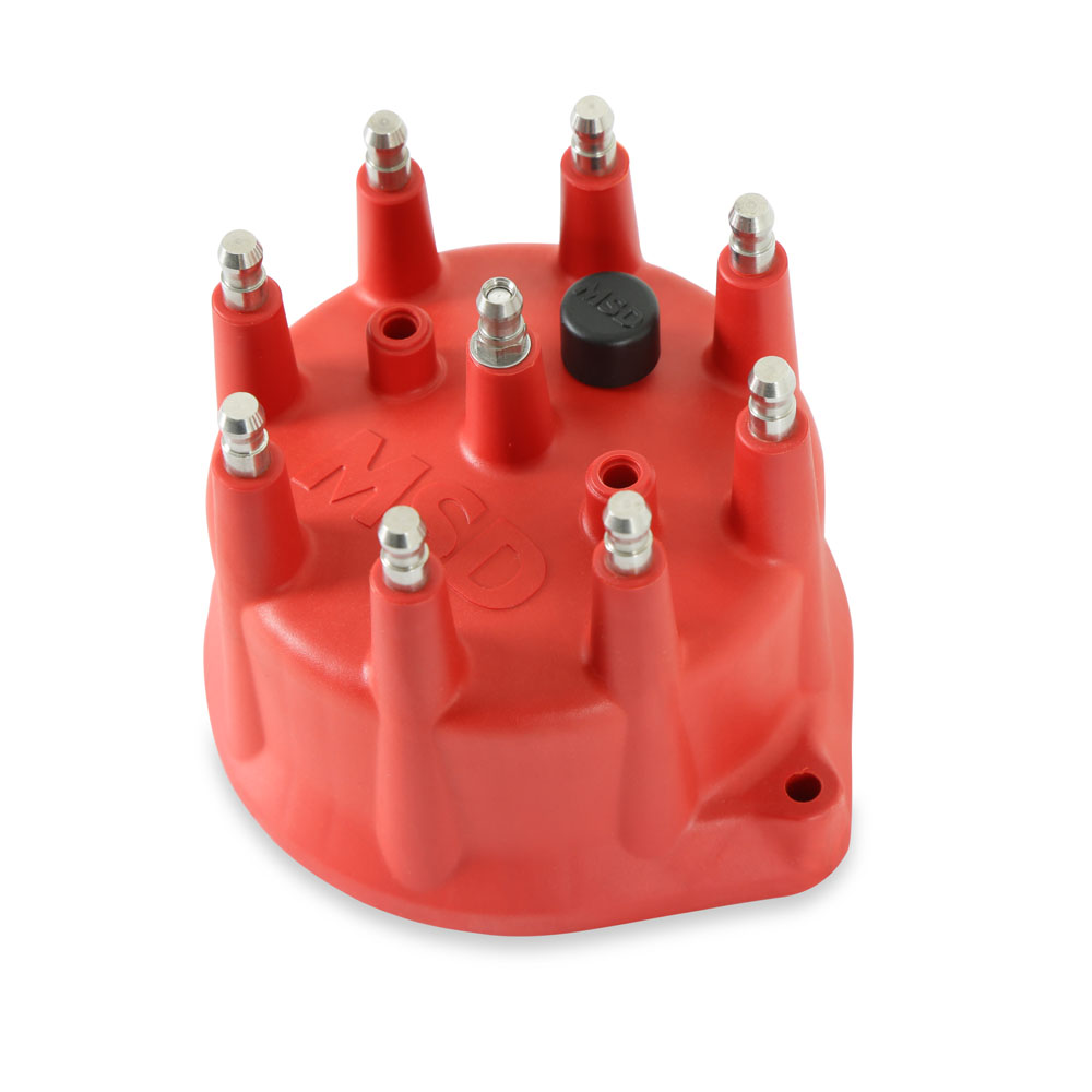 MSD Distributor Cap 8431; Red HEI/Male 