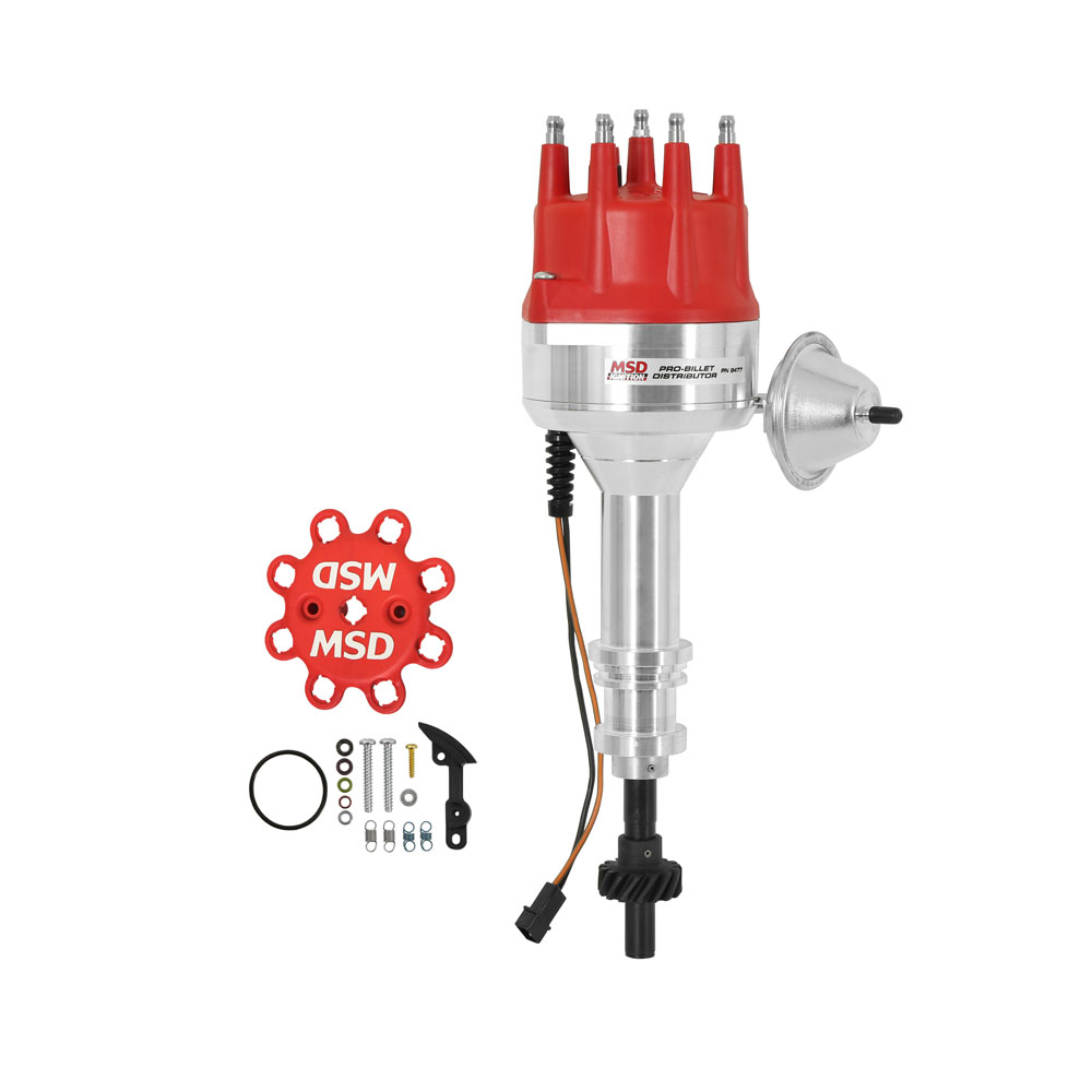 MSD Distributor 8477; Pro Billet Vacuum, Mechanical Magnetic for Ford 351C, 351M, 400, 429, 460 