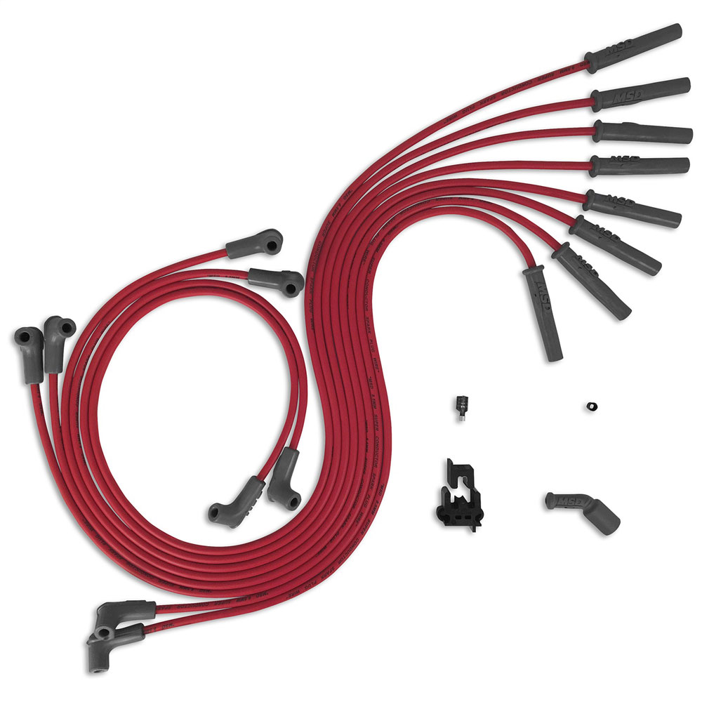 Photo for MSD Spark Plug Wire Set 32079; Super Conductor 8.500 mm Red Spiral Core Multi Angle Coil Pack for GM LS