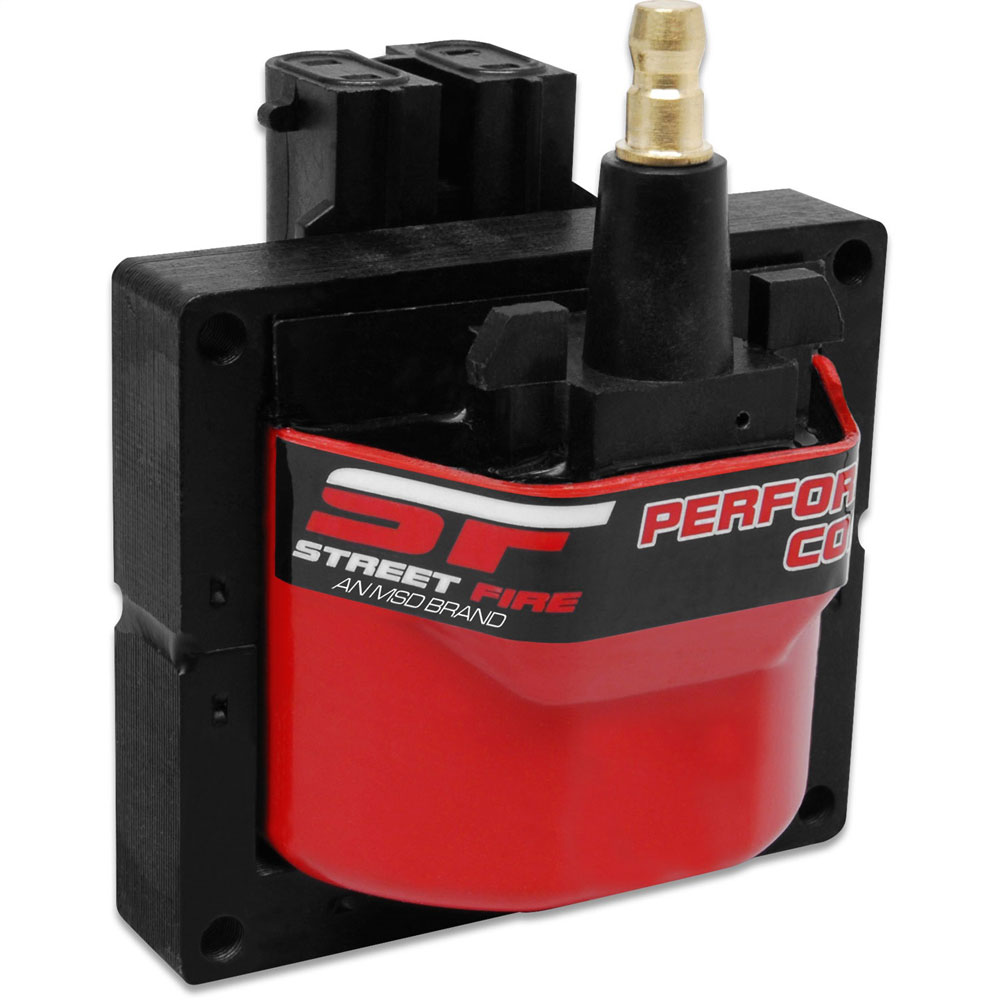 MSD Ignition Coil 5526; Street Fire Red 42000 Volt E Core, GM Dual Connector HEI, Male for Chevy 