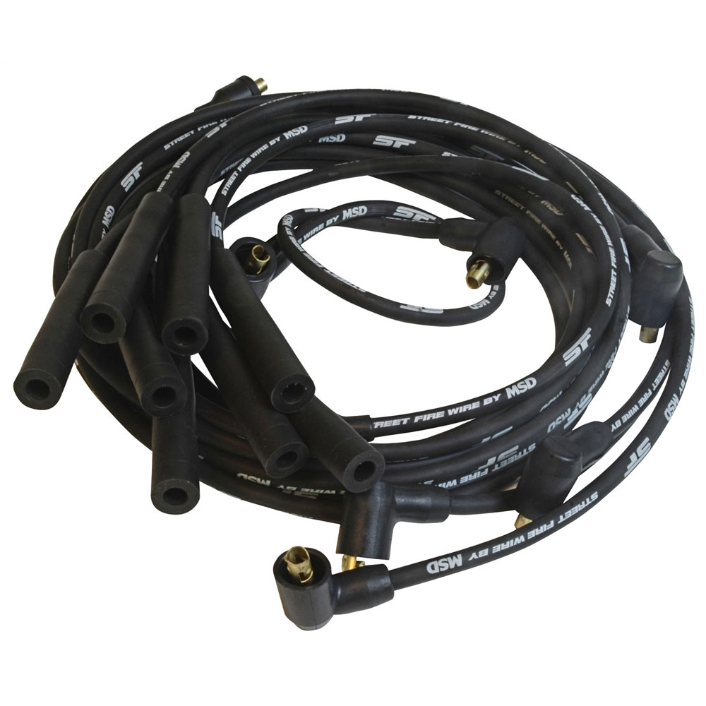 Photo for MSD Spark Plug Wire Set 5531; Street Fire 8.000 mm Black Spiral Core Straight Female/Socket for Chrysler 383 to 440
