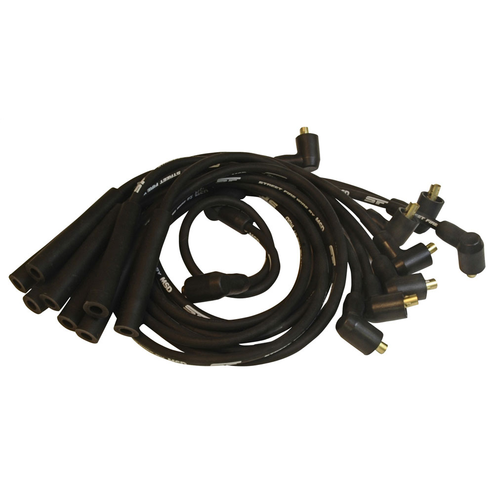 MSD Spark Plug Wire Set 5542; Street Fire 8.000 mm Black Spiral Core Straight Female/Socket for 1968 to 1979 Ford 351C, 351M, 400, 429 to 460 