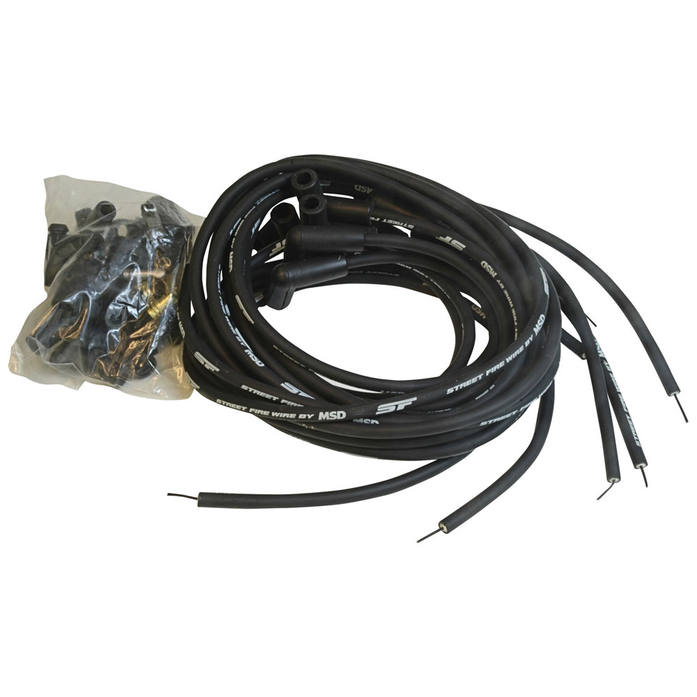 MSD Spark Plug Wire Set 5552; Street Fire 8.000 mm Black Spiral Core 90 deg. HEI/Male 