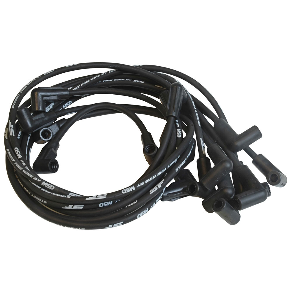 MSD Spark Plug Wire Set 5562; Street Fire 8.000 mm Black Spiral Core 90 deg. HEI/Male for 1985 to 1995 Chevy 305 to 350 