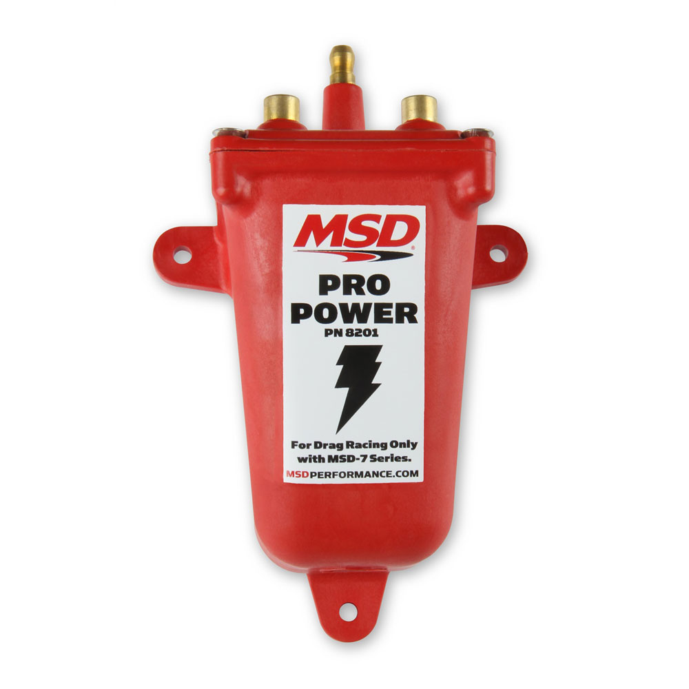 MSD Ignition Coil 8201; Pro Power Red 55000 Volt Canister, Triangular HEI, Male 