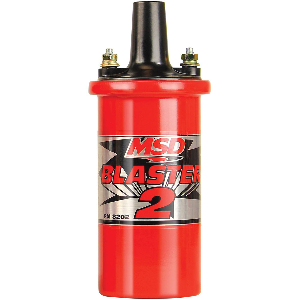 MSD Ignition Coil 8202; Blaster 2 Red 45000 Volt Canister Points, Socket 